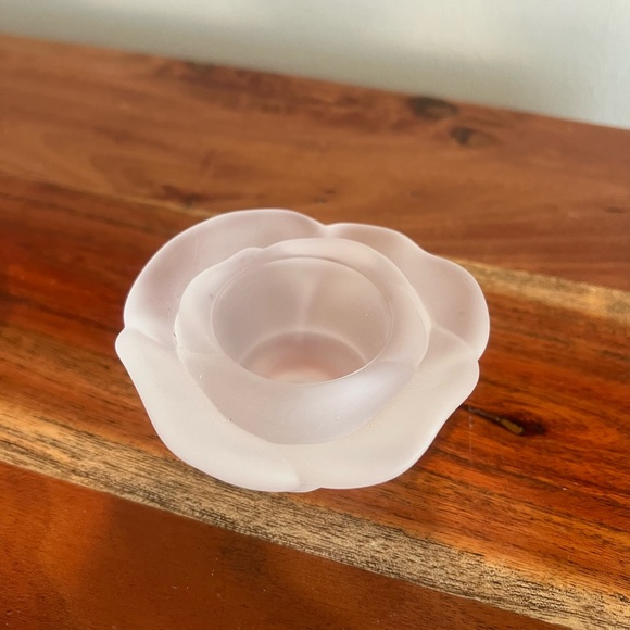 Christian Dior Art de la Table Frosted Glass Rose Votive Holders NIB